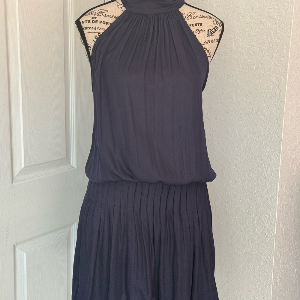 American Threads Midnight Blue Pleated Mini Dress